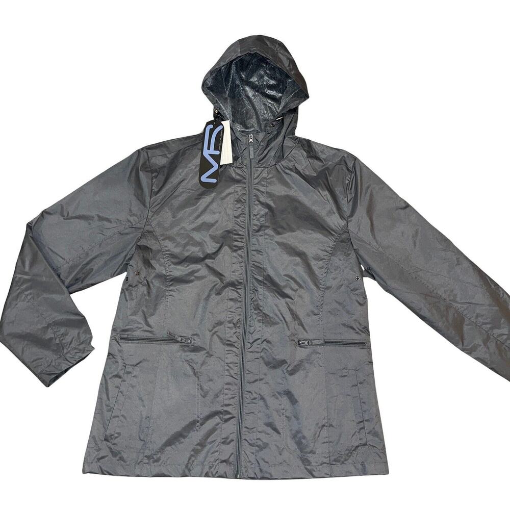 NEW Mack Russo Men's Windbreaker Jacket Size XL Gray Water‎ Resistant Hooded NWT